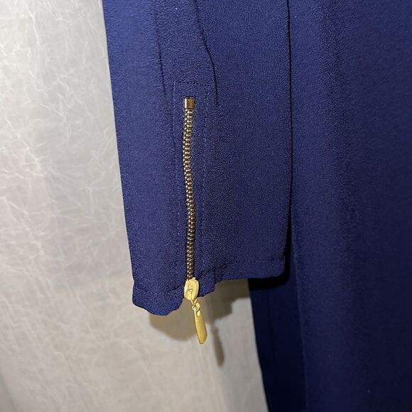 laundry by Shelli Segal 10 Midnight Navy Blue Quart Sleeve Back Zip Shift Dress - Picture 7 of 12